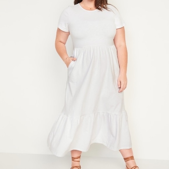 Old Navy Dresses & Skirts - Short-Sleeve Tiered Slub-Knit Midi Swing Dress